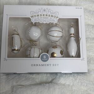 Wondershop Sports-Themed White and Gold Ornament Set